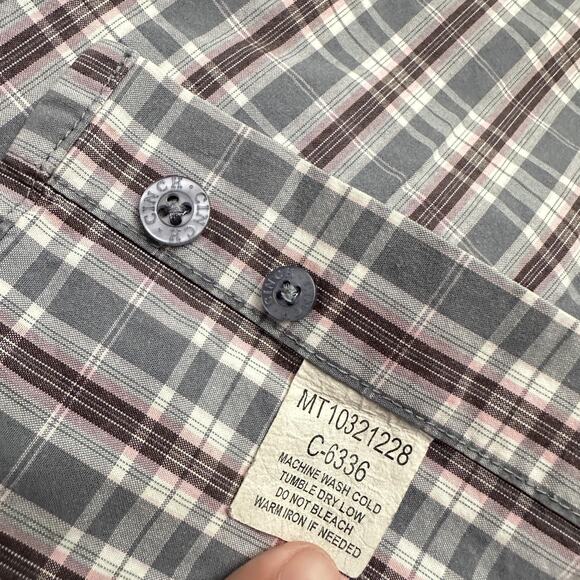 Cinch Shirt Mens XL Gray Pink Plaid Button Down Long Sleeve Western Rodeo Cowboy - Picture 8 of 12